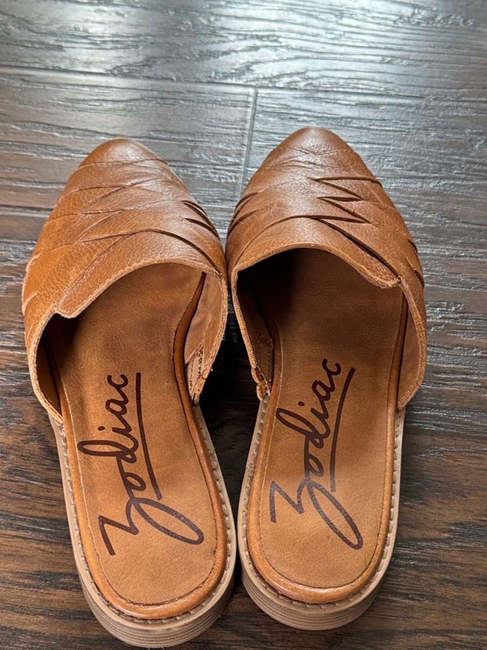 Zodiac Tan Woven Leather Mule Clog - Picture 6 of 11